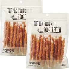 강아지 Think your dog teeth 스틱 치킨우유껌 240g 24p, 2개, 치킨