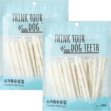 강아지 Think your dog teeth 스틱 소가죽우유껌 250g 44p, 소, 2개