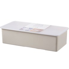 구디푸디 물빠짐 사각 뚜껑 심플 수저통 보관함, 베이지, 1개