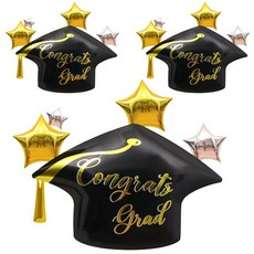 졸업 congrats grad 학사모 스타 풍선, 3개