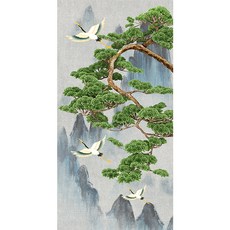 好運白鷺東方繪畫, 綠色+灰色+棕色