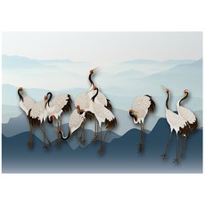 帶來好運的鶴東洋畫, 藍+綠+粉+紅+黃+橙