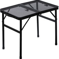 아이언매쉬 높이조절 캠핑용 접이식 테이블, 블랙