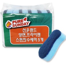 퓨어썬데이 선우랜드 양면 프라이팬 전용 수세미, 5개, 1개