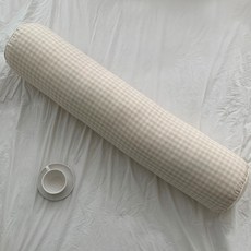 집콕 바디필로우 솜포함, 체크 베이지
