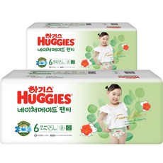 하기스 NEW 네이처메이드 팬티형 기저귀 여아용, 6단계, 76매