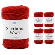 브랜드얀 다루마 셰틀랜드 울 뜨개실, 10 레드, 5개