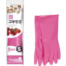 홈에디션명진 식자재 고무장갑 양손 5세트, 분홍, 소(S), 1세트