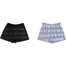 올러바웃 여성용 얇은 물결 모양 슬림핏 밴딩 반바지 2종 세트
