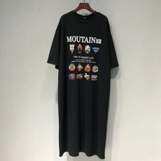 여성용 유니크스퀘어 루즈핏 반팔 원피스