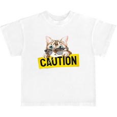 키즈크루 아동용 신중한 고양이 반팔 티셔츠