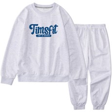 TIMSFIT 남녀공용 빅사이즈 오리지널 빅로고 맨투맨 조거팬츠 셋업 - 팬츠셋업