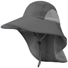 에이빅 자외선차단 햇빛가리개 챙넓은 낚시 모자, 다크그레이