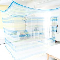 하얀나라 국산 고급 사각 모기장 침대모기장, 블루투톤