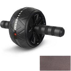 Geumkkaebi Wide Wheel AB Slide Rollout 腹肌鍛煉設備 + 墊子套組, 全黑, 單品