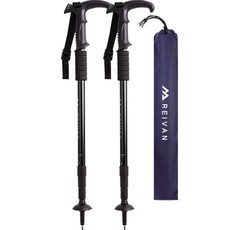 Reivan Ready Cal登山杖 真T型, 黑色