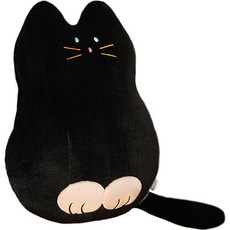 로새 앉아있는 고양이 베개 소파 등받이 쿠션, 블랙