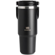 마보스 플립 핸들 이중진공 대용량 텀블러 M-8828, 블랙, 900ml