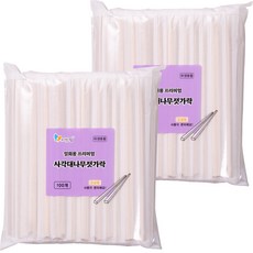 리빙웰 프리미엄 사각 대나무 젓가락, 100개입, 2개