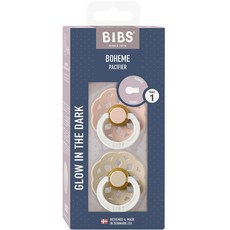 BIBS BOHEME 고무 쪽쪽이 기프트 2종 세트, 1단계(0~6개월), 블러쉬나이트, 바닐라나이트, 1세트