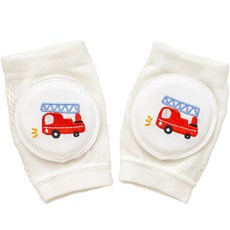 Star Door幼兒款可愛刺繡網狀護膝 2入, 消防車, 1個
