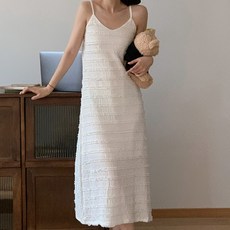 비비에모 뷔스티에 나시 셔링 레이스 롱 원피스 03786