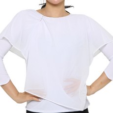 dancedome 不對稱網紗T恤 LDT25500, 白色的