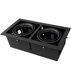 方形LED嵌入式多功能2孔燈具 黑色, 1個
