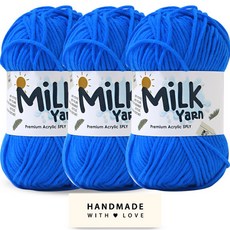 니뜨 밀크얀 뜨개실 50g x 3p + 코튼라벨 세트, 29블루, 1세트 29 블루, 1세트