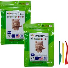 이야코 만지락 소프트 유토 300g x 2p + 주걱칼 3종 세트, 1세트, 혼합색상