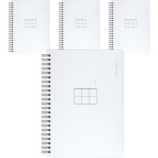 포포팬시 A5 PP 좌철 노트 그리드 5mm, 화이트, 4개