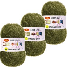 yarna 대용량 고급 수세미 뜨개실 100g, 138 카키, 3개