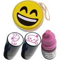 애플시드 골프 스탬프 2종 + 잉크 리필 5ml + 스마일 케이스 세트 PINK C, PINK(잉크), 랜덤발송(케이스), 1세트