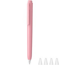 제이로드 애플펜슬 1세대 똑딱이 케이스 + 실리콘 펜팁캡 4p 세트, 핑크, 1세트