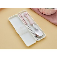 모던하우스 사파리월드 토끼 저소음 수저통 + 수저 세트, 단품, 수저통 + 숟가락 + 젓가락
