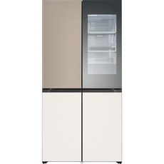 [색상선택형] LG전자 오브제 디오스 노크온 미러글라스 빌트인타입 4도어 양문형 냉장고 미스트 방문설치, 오브제컬렉션 클레이 브라운 베이지, M623GCB352S