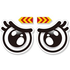 제제데코 차량 졸음방지 잠깨우는 왕눈이 반사판 눈 스티커 대형 27~28cm, 앵그리 B009, 1세트