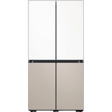 삼성전자 비스포크 프리스탠딩 4도어 냉장고 875L 방문설치, 새틴화이트(상단) + 새틴베이지(하단), RF85B9002H6
