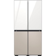 삼성전자 비스포크 프리스탠딩 4도어 냉장고 875L 방문설치, 글램화이트 + 새틴베이지, RF85B90023Y