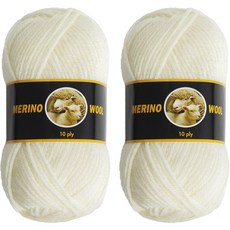 yarna 메리노 울 10ply 뜨개실 100g, 303 아이보리, 2개