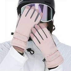 Elsso 防水防寒智慧型手機觸控滑雪手套雙手組, 刺繡粉紅色