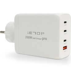  이탑 200W GAN 초고속 C타입 USB 멀티 충전기, 화이트, 1개 