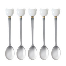 라임올리브 바네 곰돌이 티스푼, 화이트, 5개 화이트, 5개