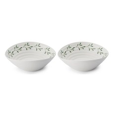 PORTmeIRION 波特玫琳恩 蘇菲康蘭槲寄生麥片碗, 2個, 白+綠