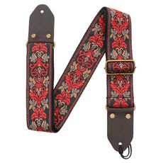 Conem刺繡電吉他木吉他肩帶背帶 白色 3W173, 1條, 黑色