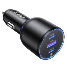 유그린 트리플 130W PD PPS QC 시거잭 멀티 차량용 고속충전기, CD293, 블랙