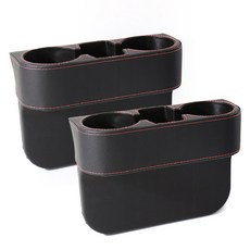 벤오토 차량용 틈새가죽 컵홀더, 블랙, 2개