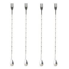 모다키친 스텐 304 칵테일 포크겸용 롱스푼 머들러 30cm, 실버, 4개