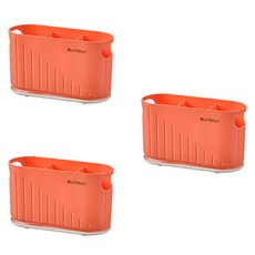 블럭마트 주방 벽걸이 탈착식 칸막이 수저통, 오렌지, 3개