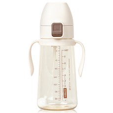  마더케이 유아용 베이직 PPSU 원터치 추 빨대컵 300ml, 크림, 1개 